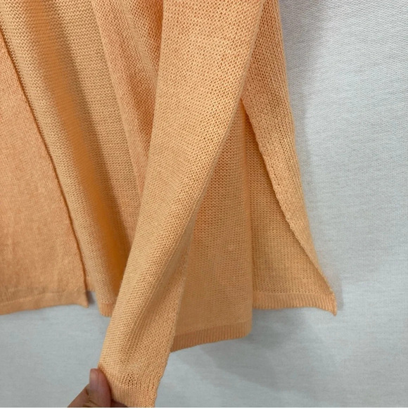 J. Jill Orange Linen Blend Open Front Lightweight Long Cardigan Large - Picture 7 of 10
